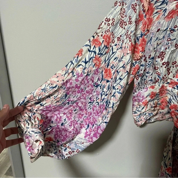 REISS ELLE FLORAL PRINT TIE FRONT CROPPED BLOUSE SIZE 0 - Picture 5 of 11